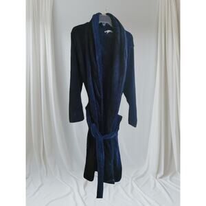 Geoffrey Beene Mens Bathrobe OSFM Soft Comfortable Tie included Blue color